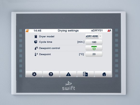 sDRY 40/80 mit sDRYBIN S 15-250: Zentrales Touch-Display